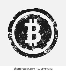 Bitcoin sign grunge style. vector illustration on white isolated background