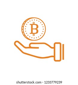 Bitcoin sign in hand icon