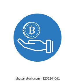 Bitcoin sign in hand icon