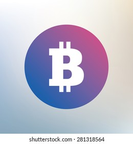 Bitcoin sign icon. Cryptography currency symbol. P2P. Icon on blurred background. Vector