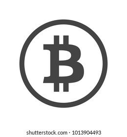 Bitcoin sign icon for internet money. Crypto currency symbol and coin image for using in web projects or mobile applications. Blockchain based secure cryptocurrency. Isolated vector illustration.