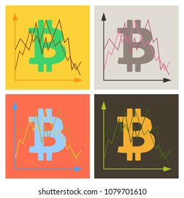 Bitcoin sign icon for internet money. Crypto currency symbol and coin image for using in web projects or mobile applications. Chart and graphics in bitcoin