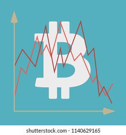 Bitcoin sign icon for internet money. Crypto currency symbol and coin image for using in web projects or mobile applications. Chart and graphics in bitcoin