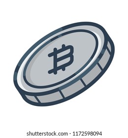 Bitcoin sign icon for internet money. Crypto currency symbol and coin image for using in web projects or mobile applications. Blockchain based secure cryptocurrency. Isolated vector illustration.