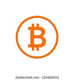 Bitcoin sign icon for internet money. Blockchain based secure cryptocurrency. Isolated vector illustration. Crypto currency symbol and coin image for using in web projects or mobile applications.