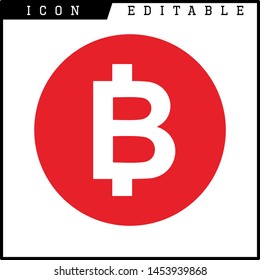 Bitcoin sign icon for internet money. Crypto currency symbol and coin image for using in web projects or mobile applications. Blockchain based secure cryptocurrency. Isolated vector illustration.