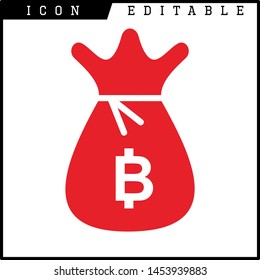 Bitcoin sign icon for internet money. Crypto currency symbol and coin image for using in web projects or mobile applications. Blockchain based secure cryptocurrency. Isolated vector illustration.