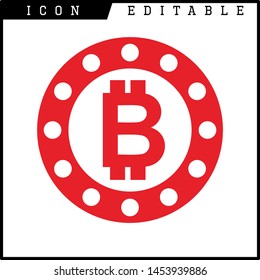 Bitcoin sign icon for internet money. Crypto currency symbol and coin image for using in web projects or mobile applications. Blockchain based secure cryptocurrency. Isolated vector illustration.