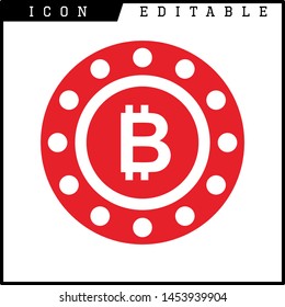Bitcoin sign icon for internet money. Crypto currency symbol and coin image for using in web projects or mobile applications. Blockchain based secure cryptocurrency. Isolated vector illustration.