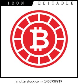 Bitcoin sign icon for internet money. Crypto currency symbol and coin image for using in web projects or mobile applications. Blockchain based secure cryptocurrency. Isolated vector illustration.