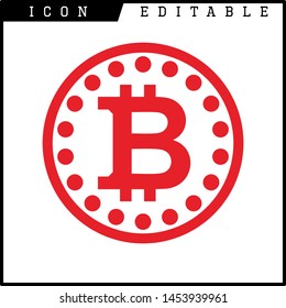 Bitcoin sign icon for internet money. Crypto currency symbol and coin image for using in web projects or mobile applications. Blockchain based secure cryptocurrency. Isolated vector illustration.
