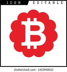 Bitcoin sign icon for internet money. Crypto currency symbol and coin image for using in web projects or mobile applications. Blockchain based secure cryptocurrency. Isolated vector illustration.