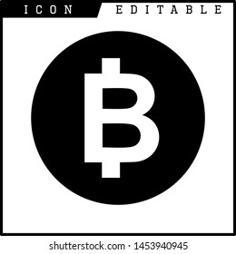 Bitcoin sign icon for internet money. Crypto currency symbol and coin image for using in web projects or mobile applications. Blockchain based secure cryptocurrency. Isolated vector illustration.