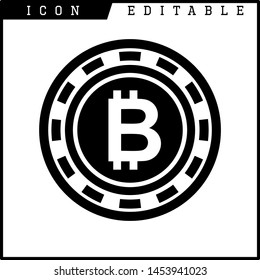 Bitcoin sign icon for internet money. Crypto currency symbol and coin image for using in web projects or mobile applications. Blockchain based secure cryptocurrency. Isolated vector illustration.