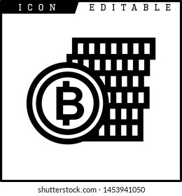 Bitcoin sign icon for internet money. Crypto currency symbol and coin image for using in web projects or mobile applications. Blockchain based secure cryptocurrency. Isolated vector illustration.