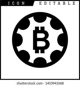 Bitcoin sign icon for internet money. Crypto currency symbol and coin image for using in web projects or mobile applications. Blockchain based secure cryptocurrency. Isolated vector illustration.