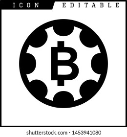 Bitcoin sign icon for internet money. Crypto currency symbol and coin image for using in web projects or mobile applications. Blockchain based secure cryptocurrency. Isolated vector illustration.