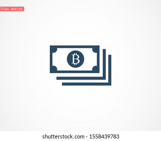 Bitcoin sign icon for internet money. Crypto currency symbol and coin image for using in web projects or mobile applications. Blockchain based secure  Isolated vector illustration.