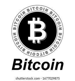 Bitcoin sign icon for internet money. Crypto currency symbol and coin image for use in web projects or mobile applications. Isolated vector illustration.