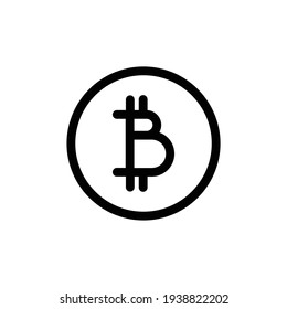 Bitcoin sign icon for internet money. Crypto currency symbol and coin image for using in web projects or mobile applications. Blockchain based secure cryptocurrency. Isolated vector illustration.