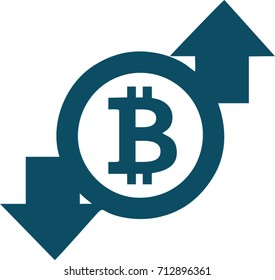 Bitcoin sign icon for internet money. Crypto currency symbol and coin image for using in web projects or mobile applications. Blockchain based secure cryptocurrency. Isolated vector illustration.