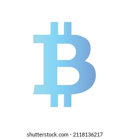 Icono de signo de bitcoin. Símbolo de bitcoin. Gradiente. Símbolo de moneda criptográfica. Ilustración de vector plano - Vector