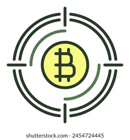 Bitcoin sign inside Target vector Crypto Technology concept colored icon or design element svg