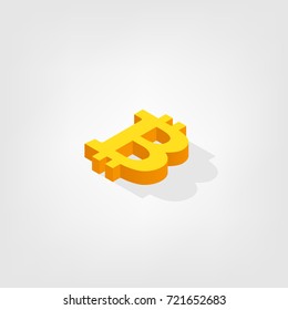 icono isométrico de signo de bitcoin. Ilustración del vector