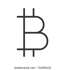 Bitcoin sign linear icon. Cryptocurrency. Thin line illustration. Contour symbol. Vector isolated outline drawing