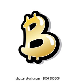 Bitcoin sign in modern lettering cartoon style for printing on t-shirts, cups, greeting cards, for web.