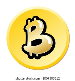 Bitcoin sign in modern lettering cartoon style for printing on t-shirts, cups, greeting cards, for web.