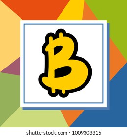 Bitcoin sign in modern lettering cartoon style for printing on t-shirts, cups, greeting cards, for web.