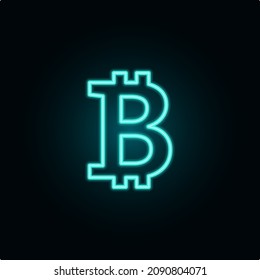 Bitcoin Sign Neon Effect Dark Background Vector Illustration Non-new sign and object for the decoration of retail outlets at night