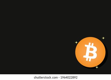 Bitcoin sign on the black background