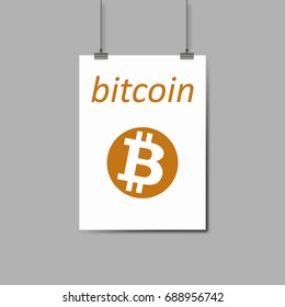 Bitcoin sign on a hanging sheet