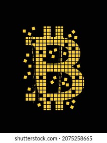 Bitcoin sign in squares. Vector illustration design for fashion graphics, t shirt prints etc