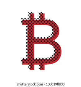 Bitcoin sign. Vector. Brown icon with shifted black circle pattern as duplicate at white background. Isolated.