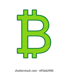 Bitcoin sign. Vector. Lemon scribble icon on white background. Isolated