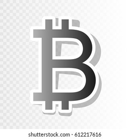 Bitcoin sign. Vector. New year blackish icon on transparent background with transition.