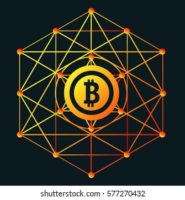 The Bitcoin sign for web design and acceptance plates and forms. Trendy styled sign.