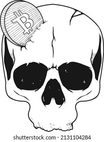 bitcoin skull vector, perfect for tshirt and graphic resources