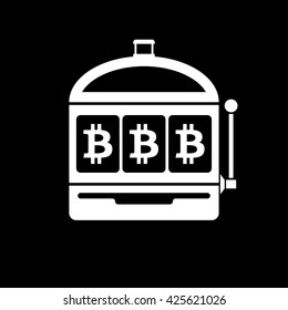 Bitcoin slot machine icon black and white vector illustration