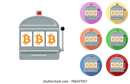 Bitcoin slot machine icon set