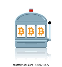 Bitcoin slot machine icon vector illustration