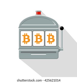 Bitcoin slot machine icon vector illustration