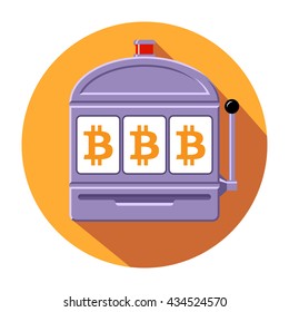Bitcoin slot machine icon vector illustration