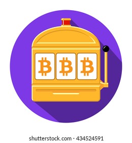 Bitcoin slot machine icon vector illustration