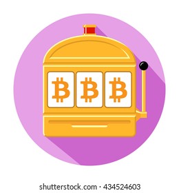 Bitcoin slot machine icon vector illustration