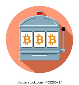 Bitcoin slot machine icon vector illustration
