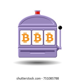 Bitcoin slot machine icon vector illustration